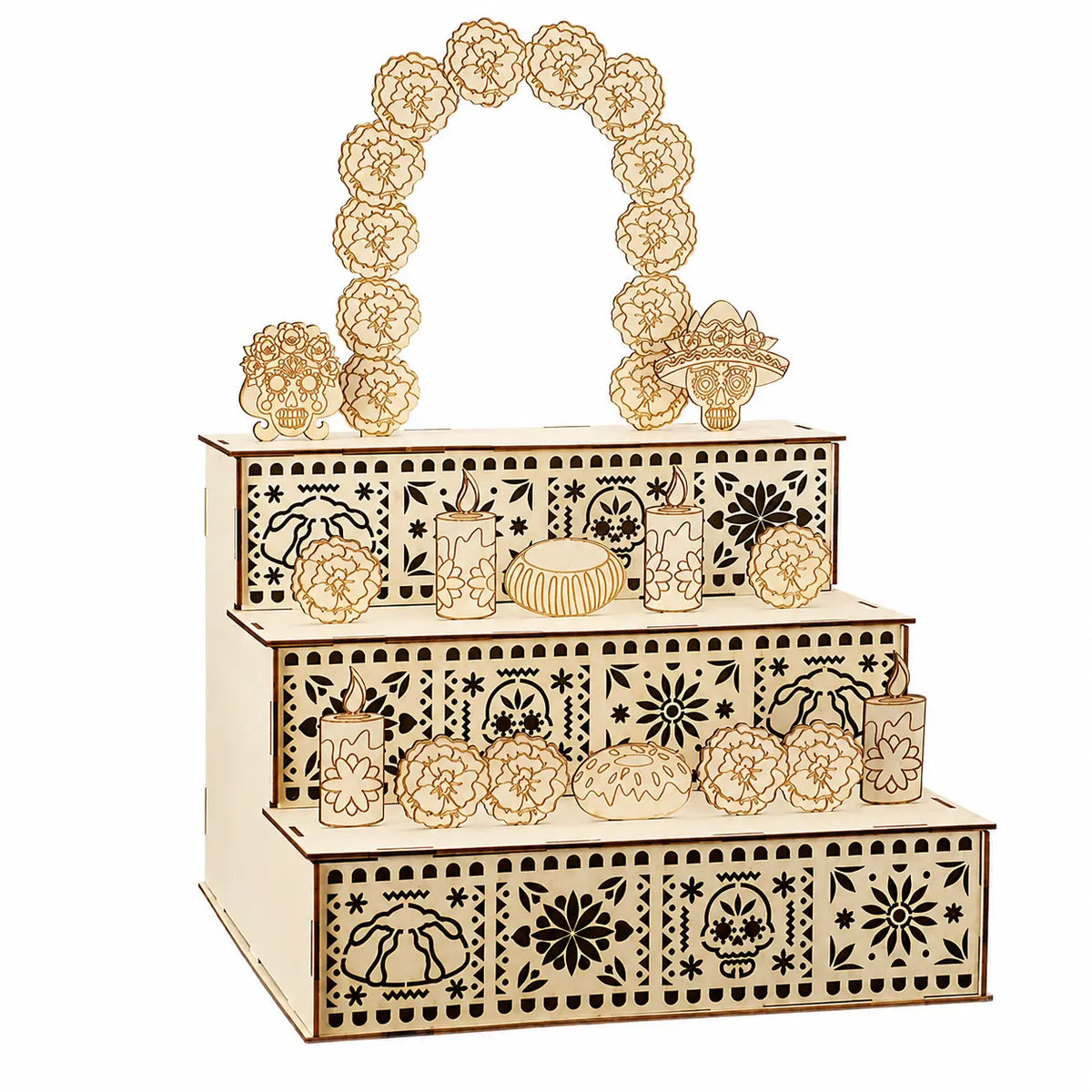 Mexican Day of the Dead 3-Tier Wooden Altar
