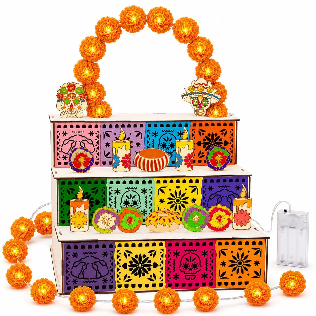 Mexican Day of the Dead 3-Tier Wooden Altar