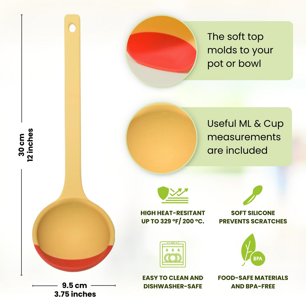 Soft Top Silicone Kitchen LADLE Spoon