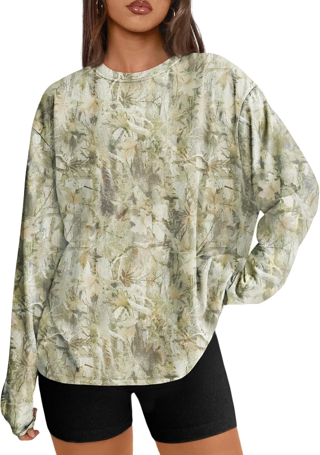 Womens Oversized Long Sleeve Shirts Fall Tops 2026 Basic Tee Casual Workout Y2K Clothes