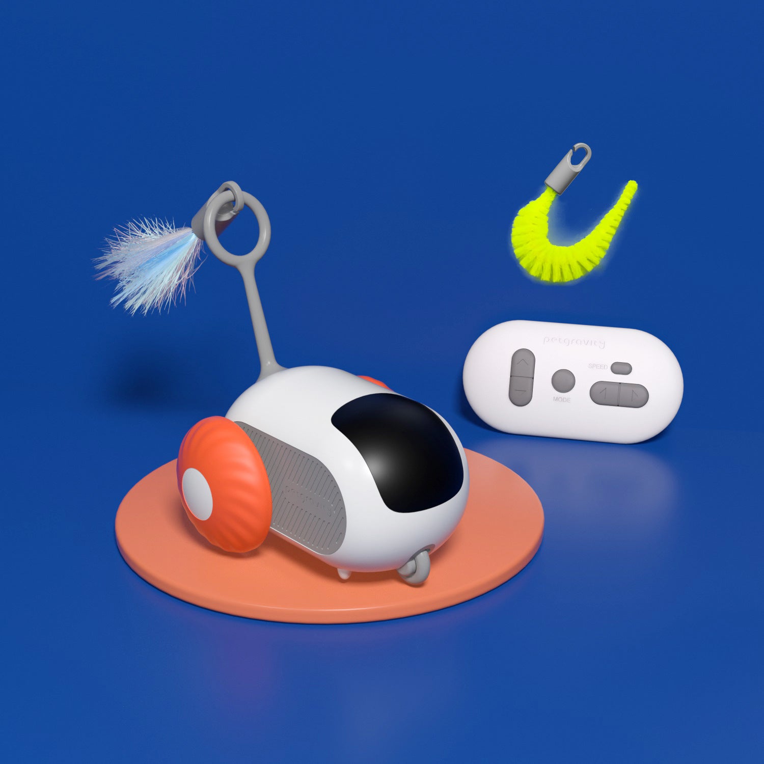 Pet Attraction Running Car Smart Toy Teaser Wand Feather Toy Autonomous Driving Mode