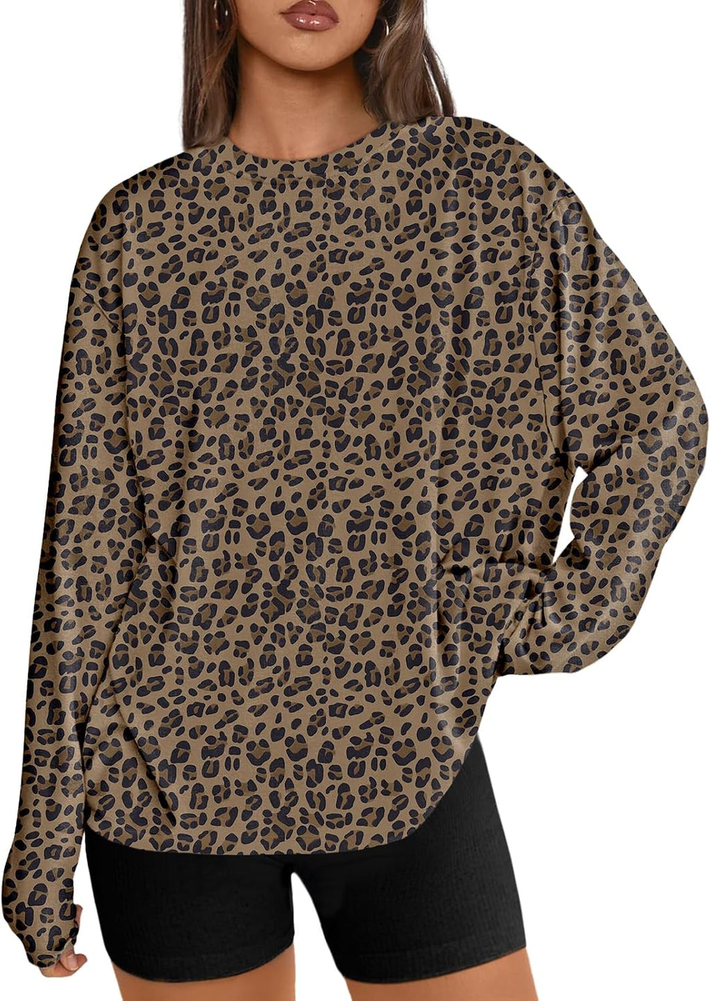 Womens Oversized Long Sleeve Shirts Fall Tops 2026 Basic Tee Casual Workout Y2K Clothes