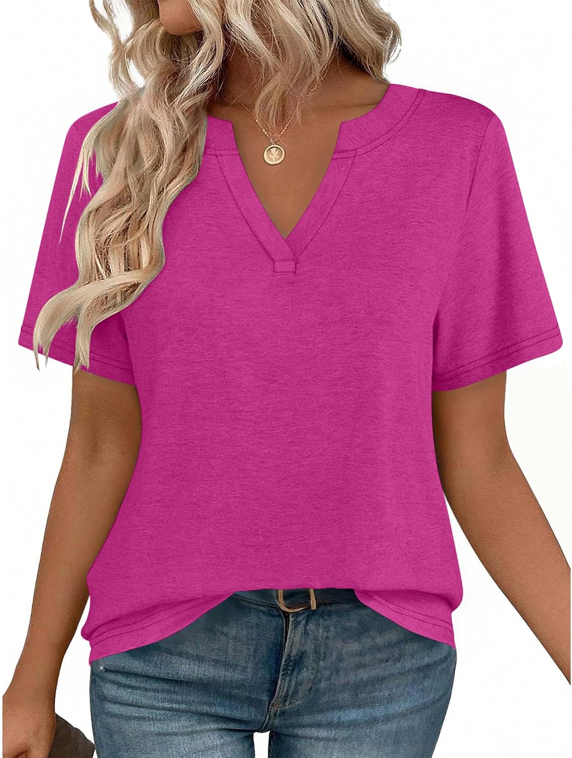 Womens Tops Short Sleeve V Neck Tee Shirts Cute Dressy Casual Clothing Business Work Blouse
