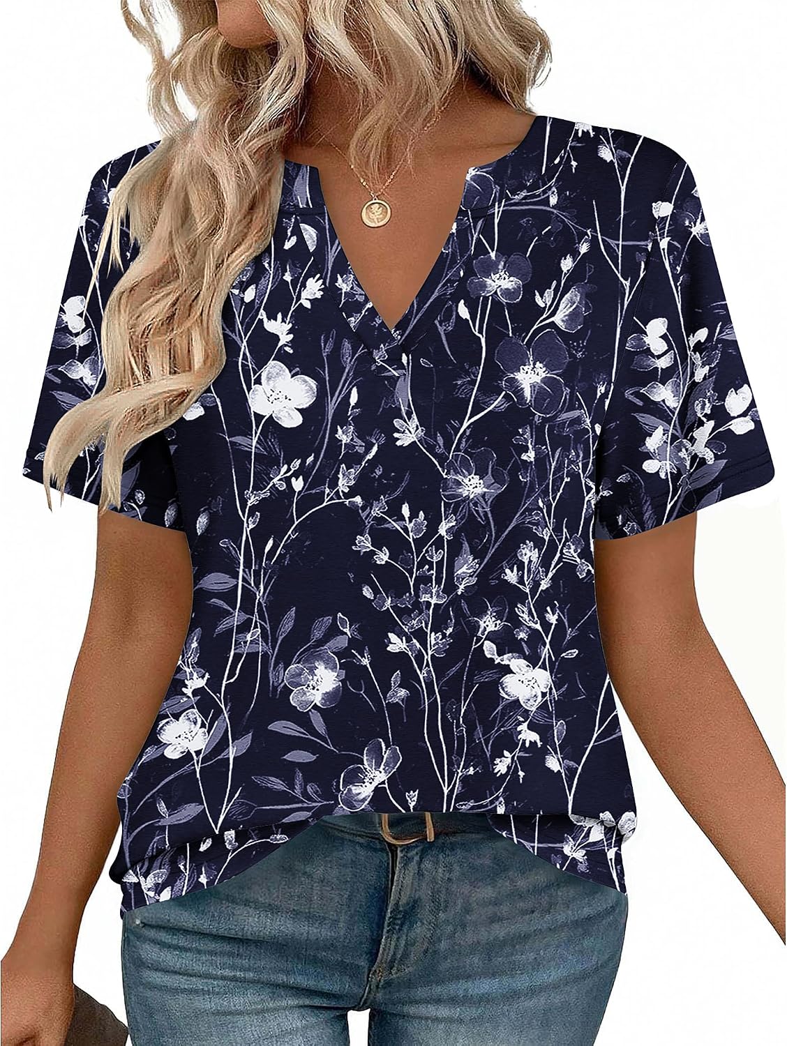 Womens Tops Short Sleeve V Neck Tee Shirts Cute Dressy Casual Clothing Business Work Blouse
