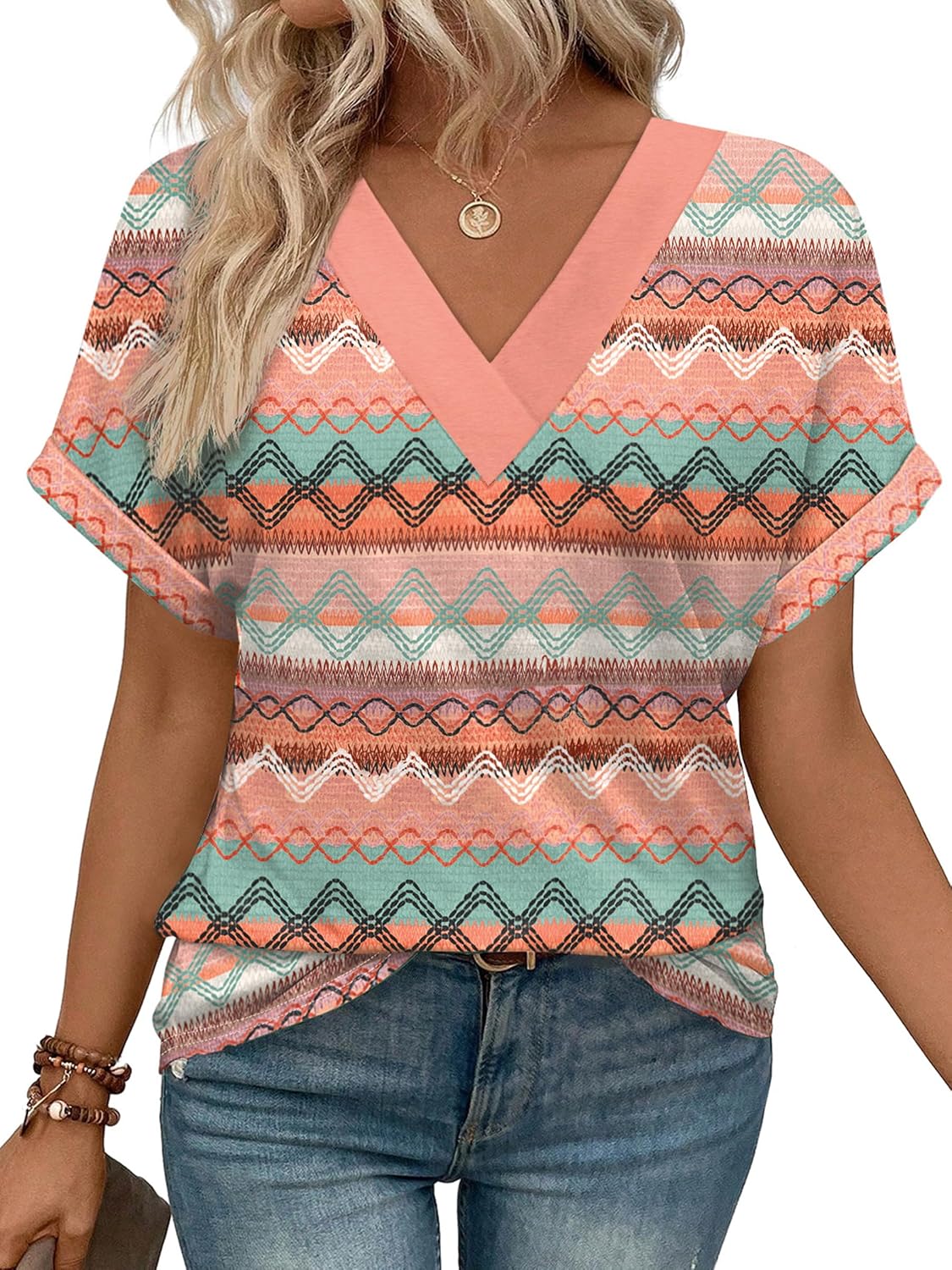Womens Summer Tops Short Dolman Sleeve Shirts 2026 Fashion V Neck Outfits Clothes