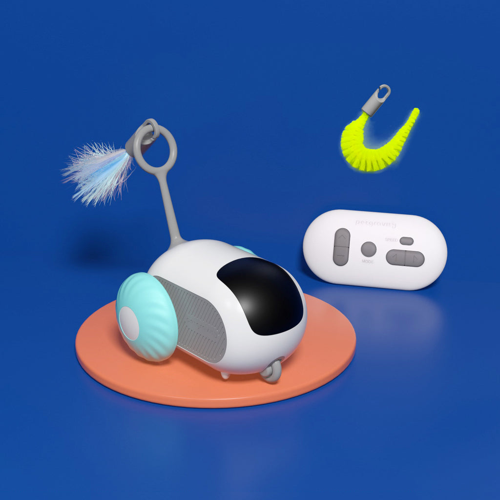Pet Attraction Running Car Smart Toy Teaser Wand Feather Toy Autonomous Driving Mode